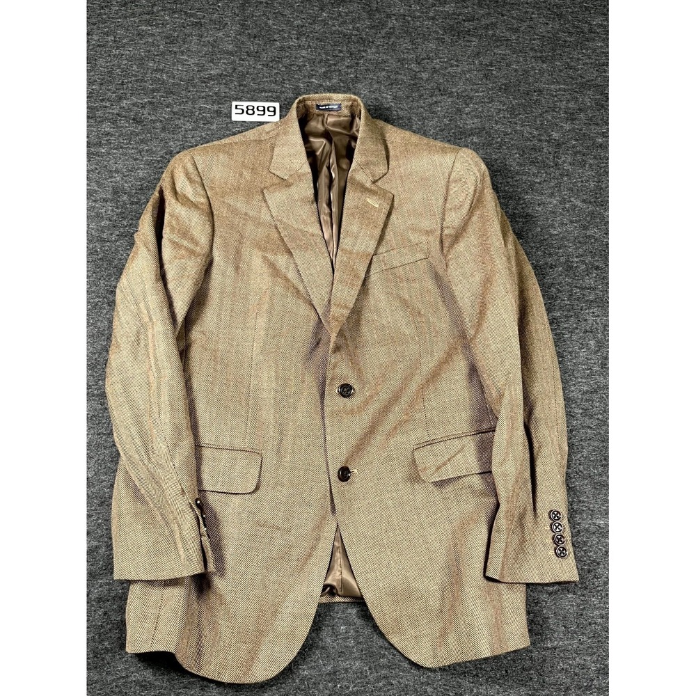 Stafford Sport Coat Men 40 Brown Merino Wool Herringbone Single Breasted Classic
